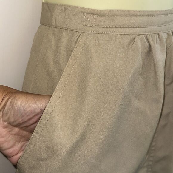 Vintage 70s Domino Brand Polyester/Rayon Fully Lined Khaki Straight Skirt - Picture 3 of 7